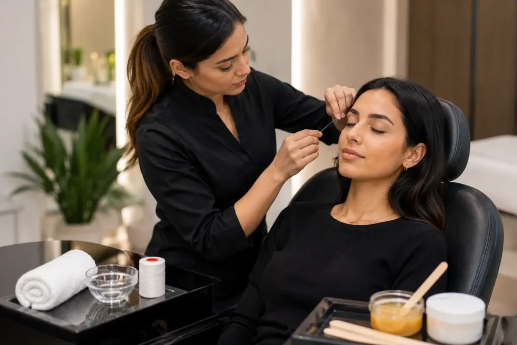 Eyebrow threading vs waxing Scarborough at Luxe Salon and Spa